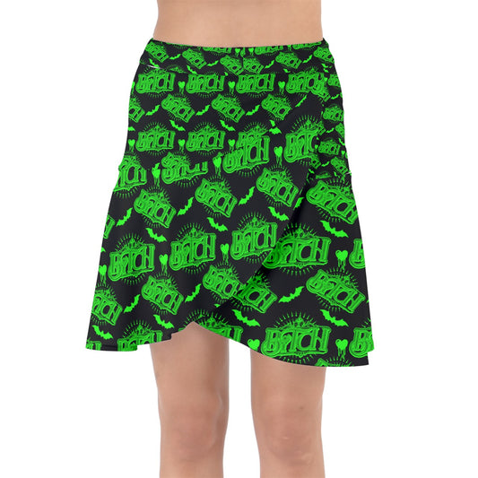 Bit*h Green Wrap Front Skirt