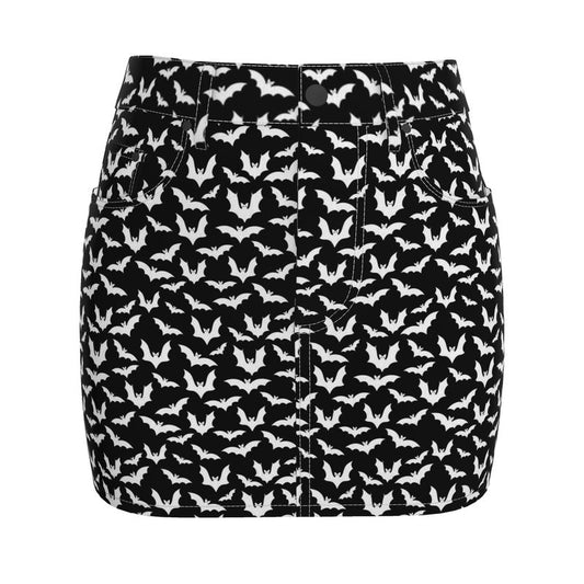Bat denim skirt