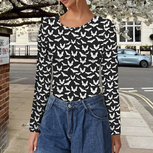 Bat longsleeve backless bodysuit