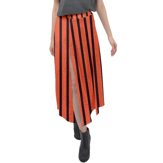 Orange Stripe Velour Split Maxi Skirt Gothdollbymika