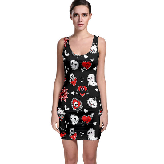 Spooky Valentine Bodycon Dress Gothdollbymika