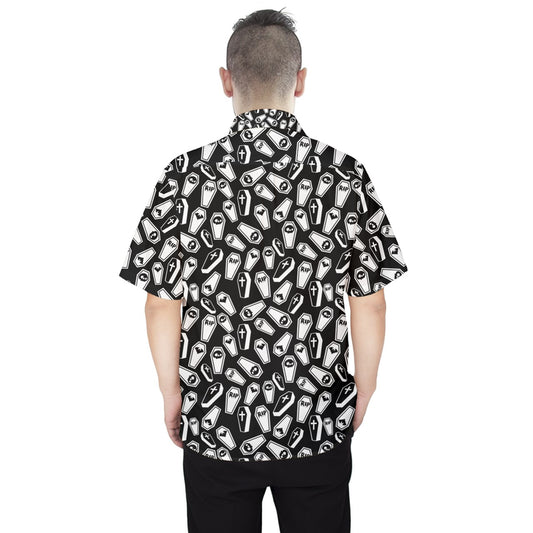 Coffin Black And White Button Shirt Gothdollbymika