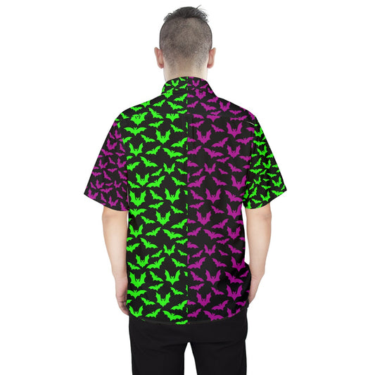 Purple & Green Bats Button Shirt Gothdollbymika