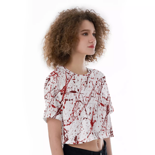 White Bloody Murder Crop Top freeshipping - Gothdollbymika