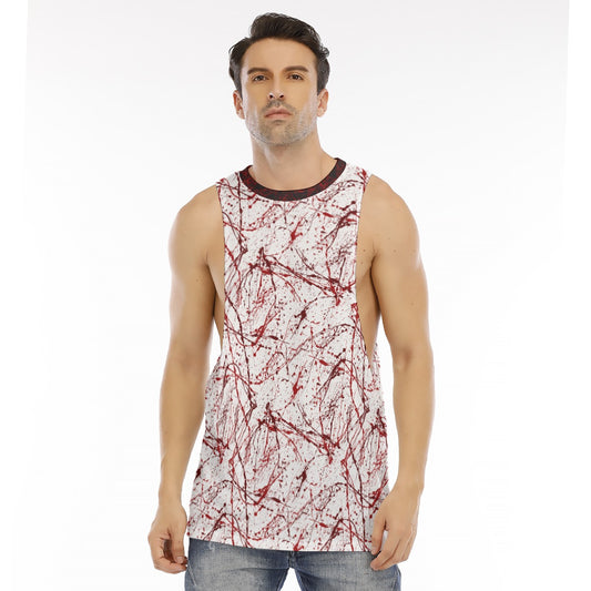 Bloody White O-neck Long Tank Top