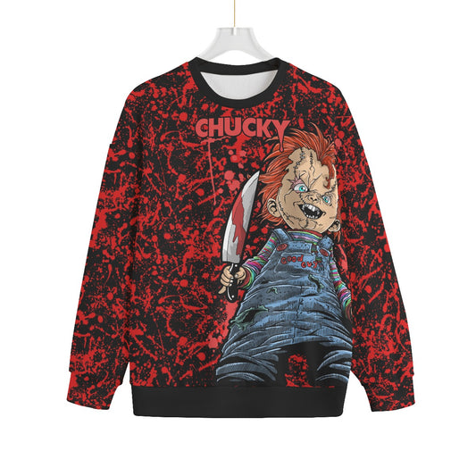 Chucky/ Bloody Unisex Drop-shoulder Sweater spookydoll