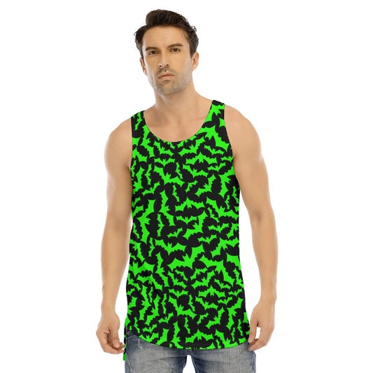 Neon Bats Curved Hem Long Tank Top spookydoll