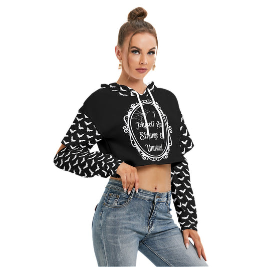 Strange and Unusual Crop Hoodie With Hollow Out Sleeve