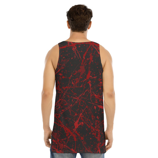 Bloody red Curved Hem Long Tank Top