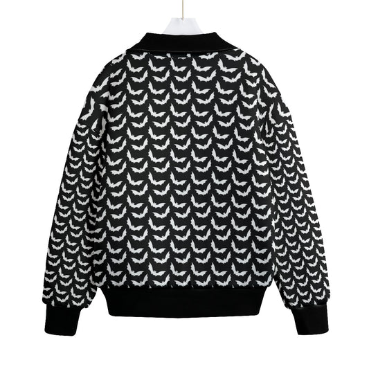 Bat Knitted Fleece Bomber Jacket spookydoll
