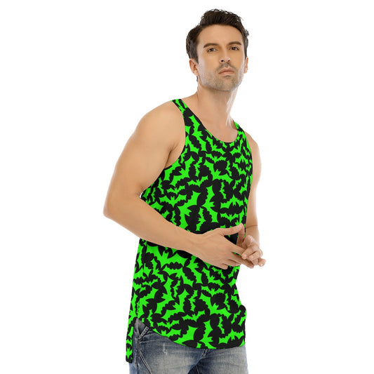 Neon Bats Curved Hem Long Tank Top spookydoll