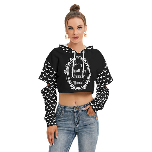 Strange and Unusual Crop Hoodie With Hollow Out Sleeve