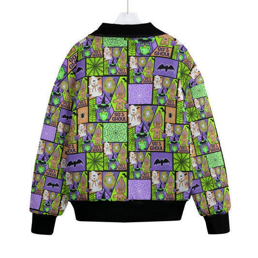 90's Halloween Ghoul Knitted Fleece bomber jacket
