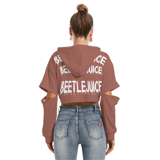 Beetle book Crop Hoodie With Hollow Out Sleeve