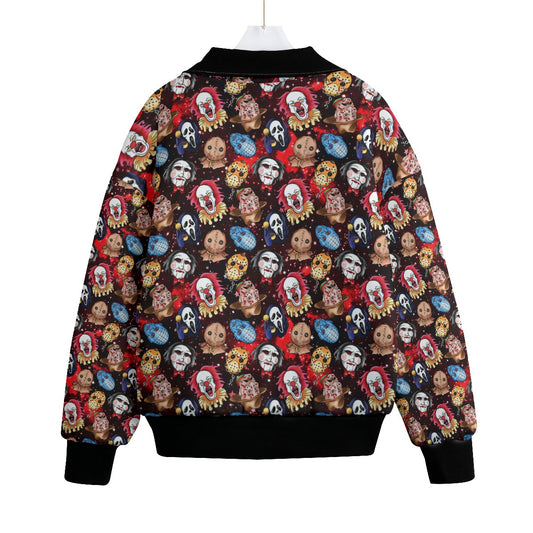 Faces Of Horror Knitted Fleece Bomber Jacket spookydoll
