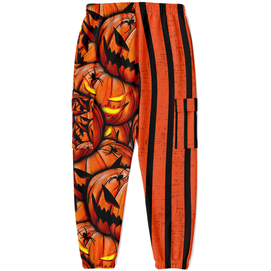 Split Pumpkin & Stripe Cargo Sweats Unisex Subliminator