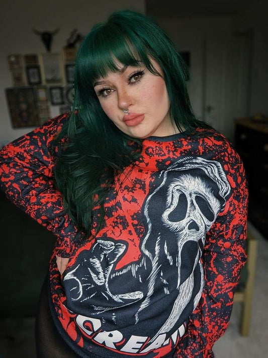 Bloody/Ghostface Unisex Drop-shoulder Sweater spookydoll