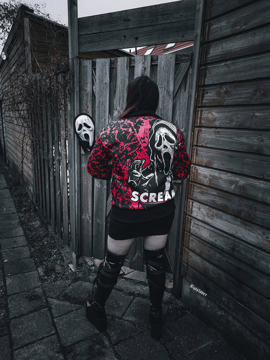 Scream Knitted Fleece Bomber Jacket spookydoll