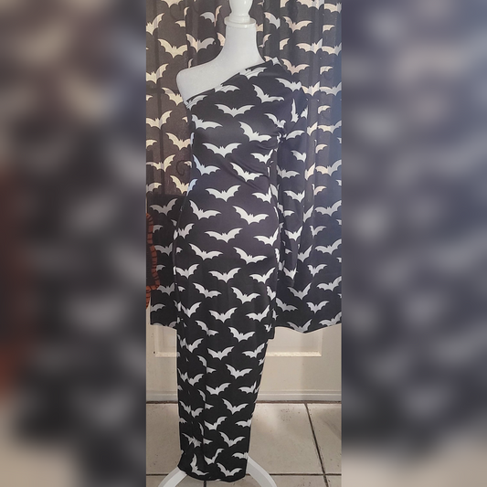 Bat Half Sleeve Slit Dress spookydoll