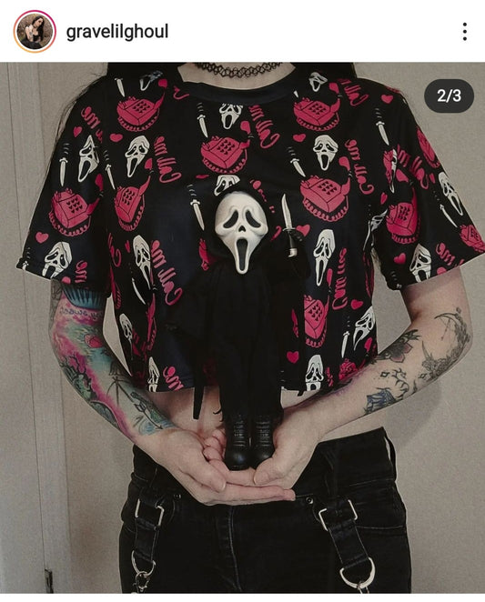 GhostFace Black/RED CROP TOP spookydoll