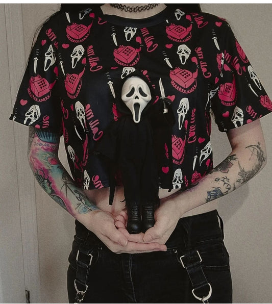 GhostFace Black/RED CROP TOP spookydoll
