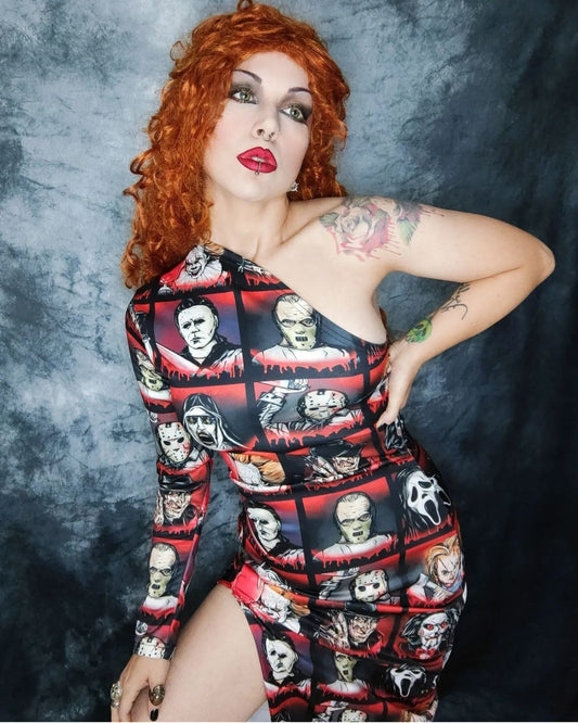 Horror Buddies Half Sleeve Slit Dress EPROLO-POD