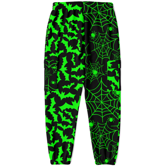 NEON GREEN SPLIT BAT & SPIDERWEB Cargo Pants Subliminator