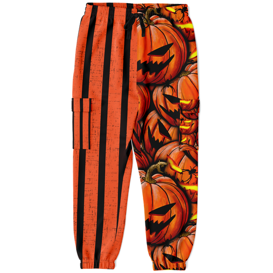 Split Pumpkin & Stripe Cargo Sweats Unisex Subliminator