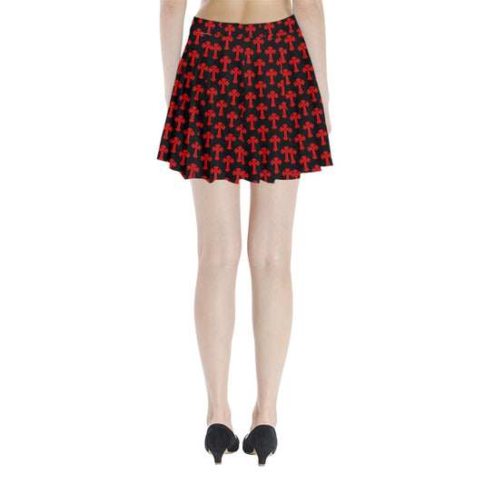Cross Red Pleated Mini Skirt