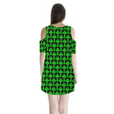 Cross Green Shoulder Cutout Dress
