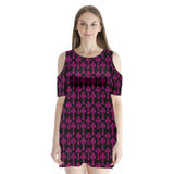 Cross Purple Shoulder Cutout Dress