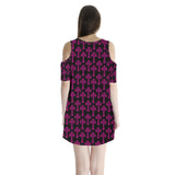Cross Purple Shoulder Cutout Dress