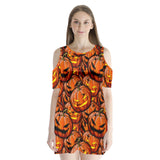 pumpkin & spider Shoulder Cutout Dress
