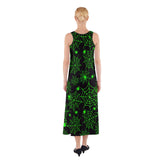neon green spiderweb Sleeveless Maxi Dress