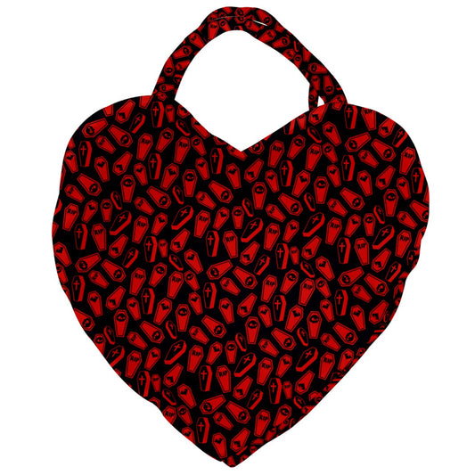 coffin black red Giant Heart Shaped Tote