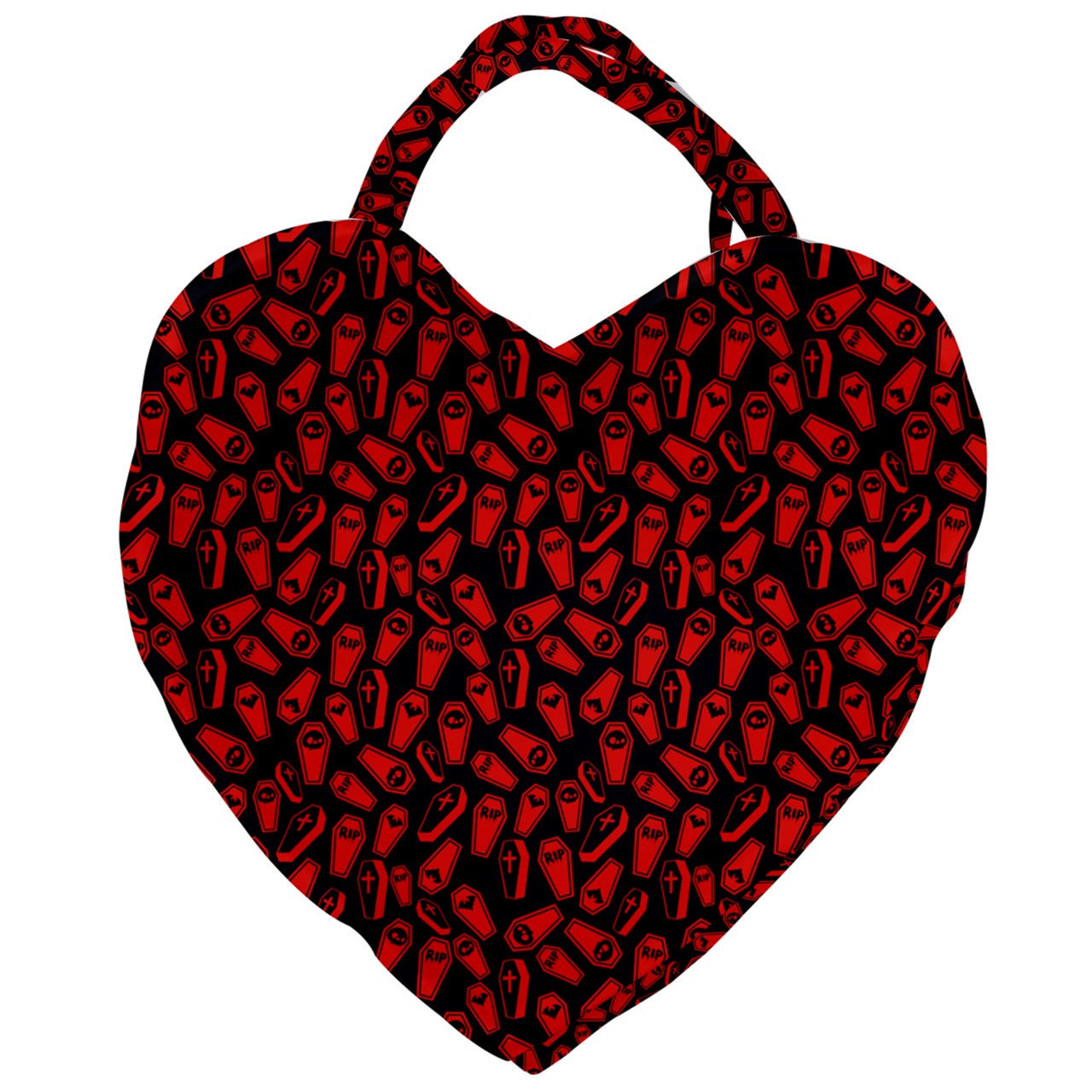 coffin black red Giant Heart Shaped Tote