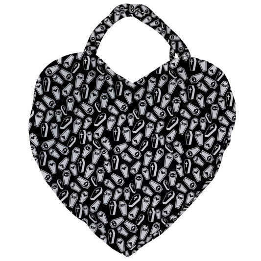 coffin black white  Giant Heart Shaped Tote