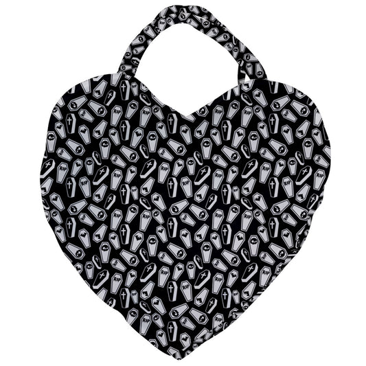 coffin black white  Giant Heart Shaped Tote