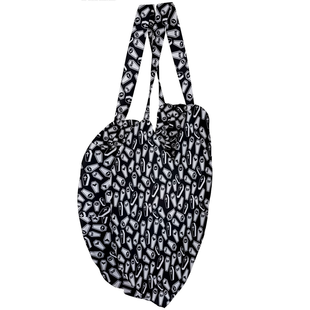 coffin black white  Giant Heart Shaped Tote