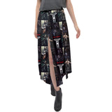Raven Collage Velour Split Maxi Skirt