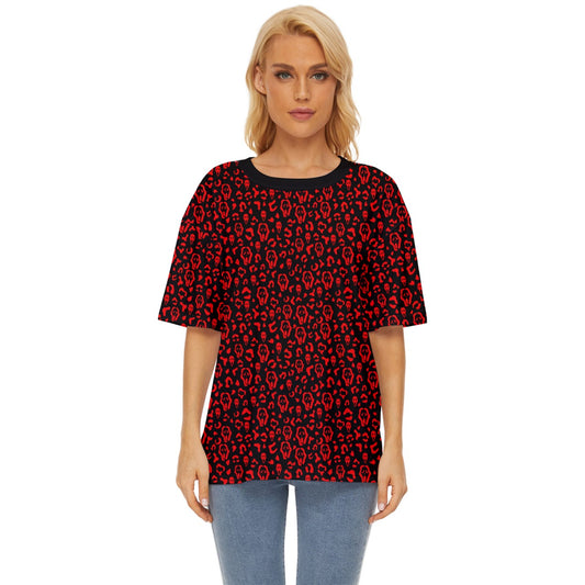 Cheetah Print Scream red Oversized Basic T-Shirt