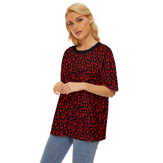 Cheetah Print Scream red Oversized Basic T-Shirt