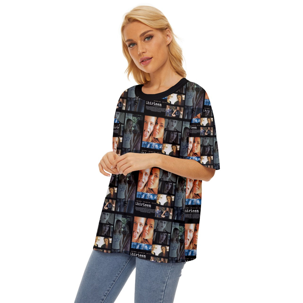 Thirteen Collage Oversized Basic T-Shirt