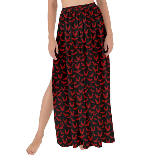 Red Bats Maxi Chiffon Tie-Up Sarong Swim