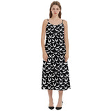 B&W Bat Spaghetti Strap Midi Dress