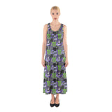 Beetlejuice patchwork small print Sleeveless Maxi Dress