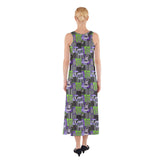 Beetlejuice patchwork small print Sleeveless Maxi Dress