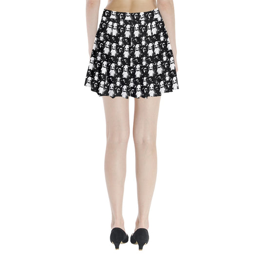 Oogie Boogie B&w Pleated Mini Skirt