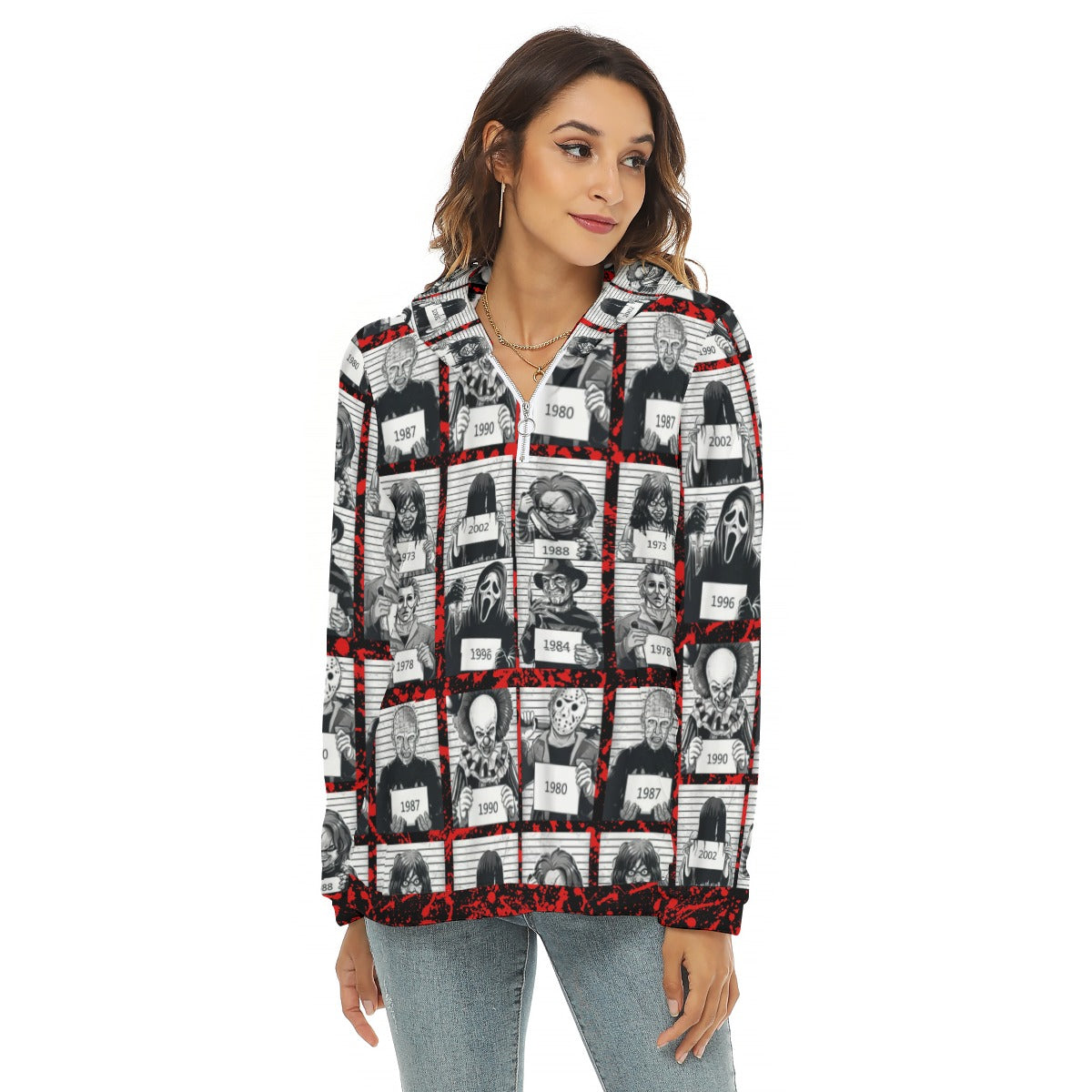 Jailhouse Borg Fleece Hoodie With Half Zip