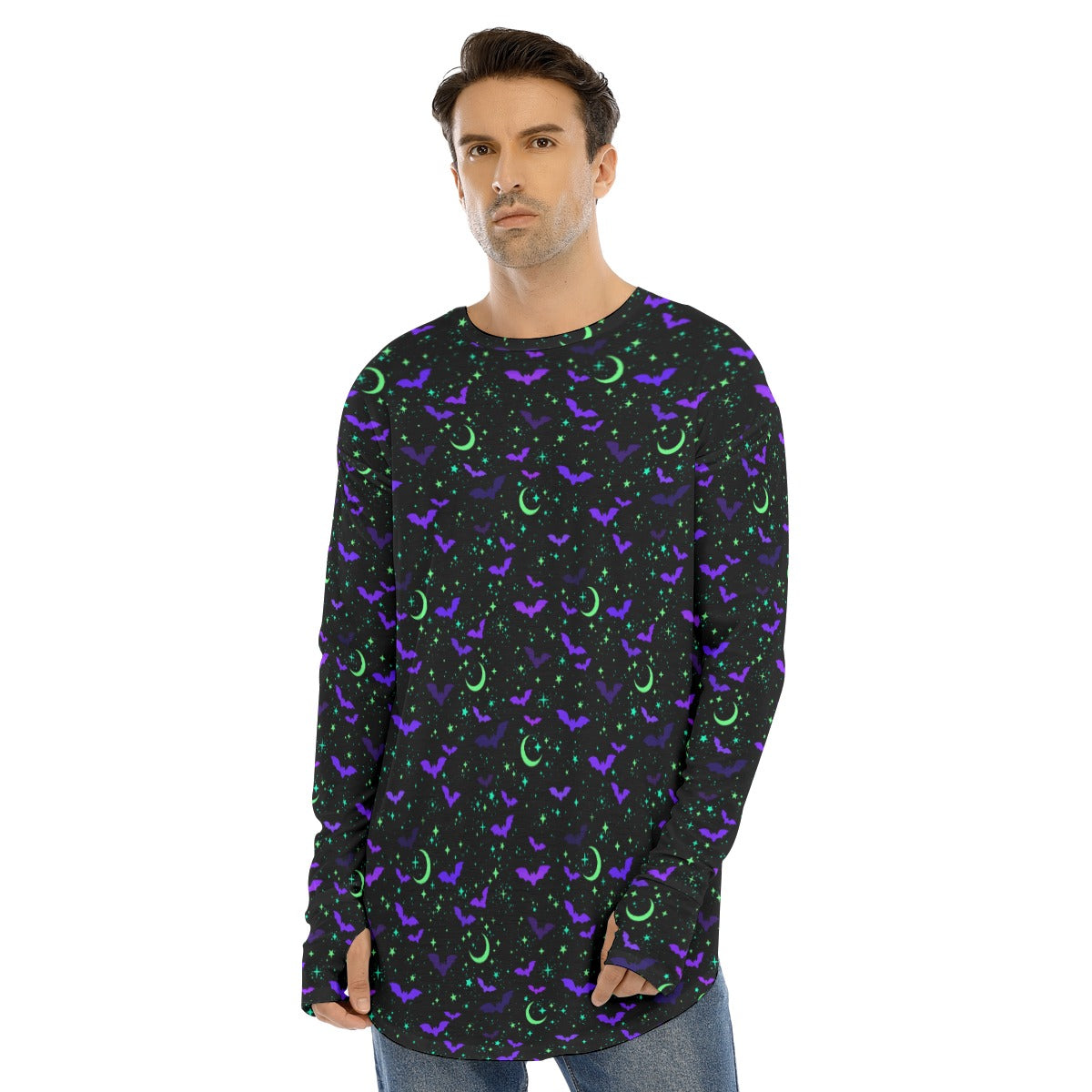 Starry Bats Fingerless Long Sleeve T-shirt